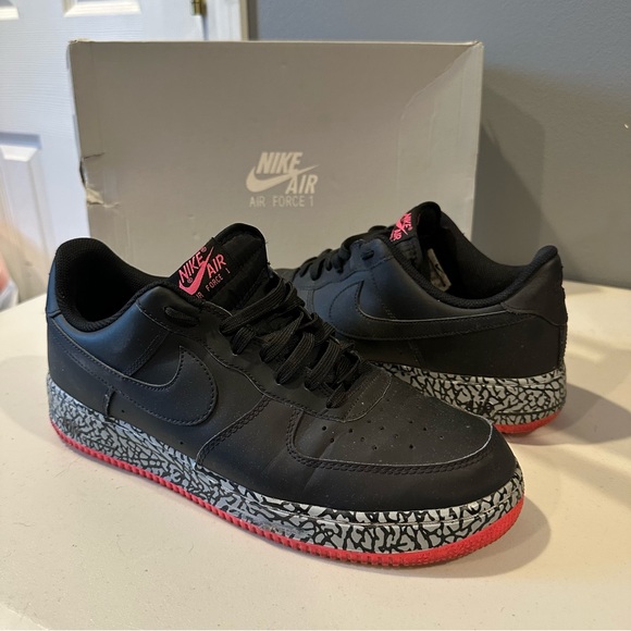 Nike Air Force 1 Black Hyper Pink Wolf Grey Elephant Print (488298-063) RARE - Picture 2 of 11